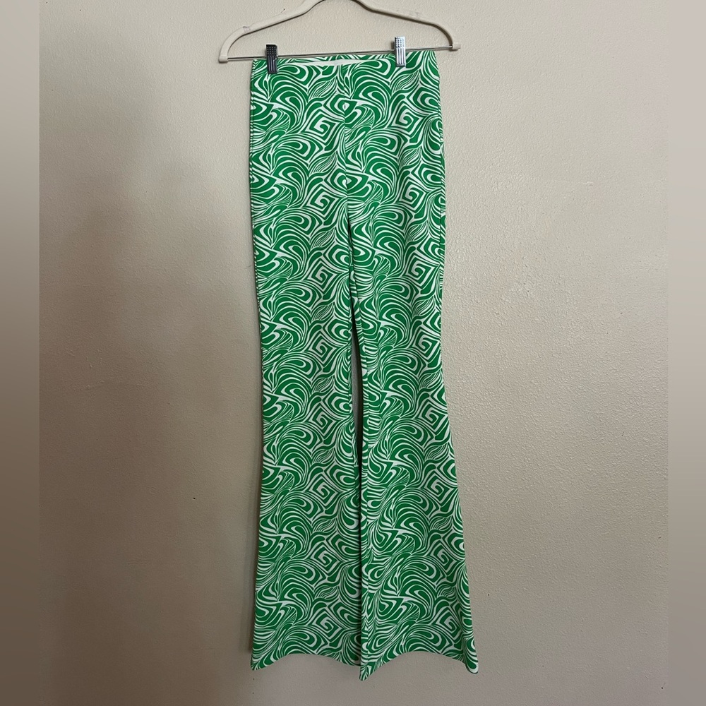 Garage Green Printed Flare Pants Size XS